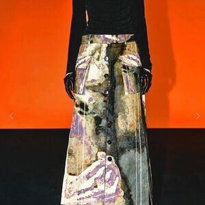 Urban Revivo purple and cream straight skirt NWT